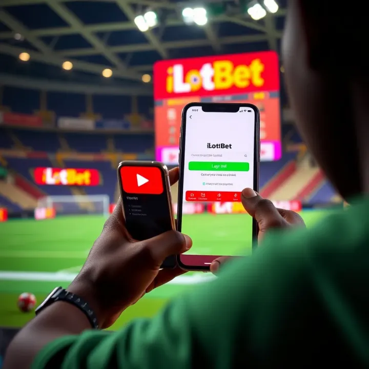 Mobile device displaying iLotBet app interface with customer service options