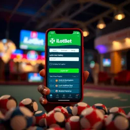 Downloading the iLotBet Android App in Nigeria Android phone displaying the iLotBet app download screen with Nigerian flag colors