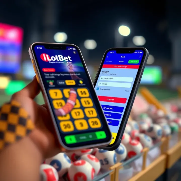 Mobile phone displaying the iLotBet app interface with betting options visible on screen