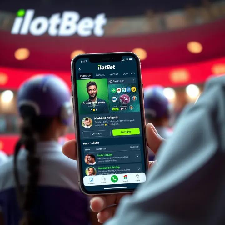 Mobile phone displaying Mlite Ilotbet app interface with betting options visible
