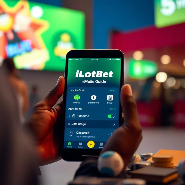 Exterior view of a lively Ilotbet physical shop in Nigeria with customers engaging